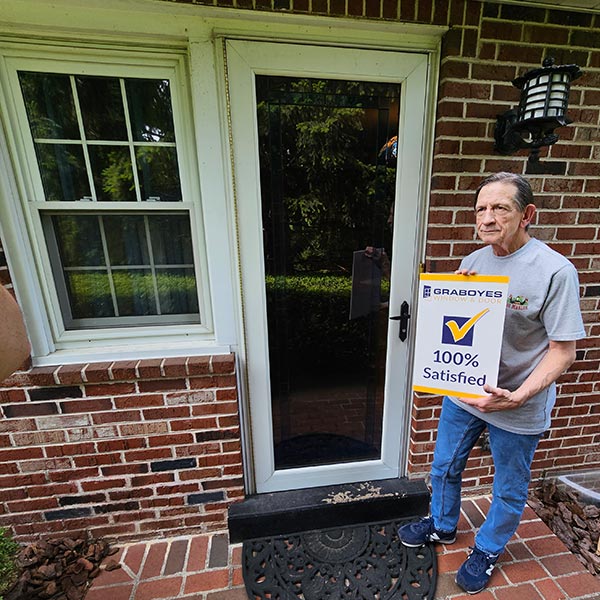 white storm door with gold hardware and red entry door - 100% Satisfied