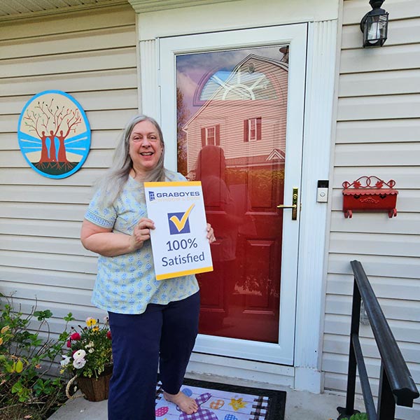 white storm door with gold hardware and red entry door - 100% Satisfied